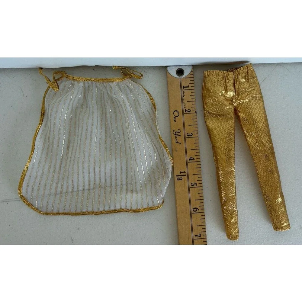 Vintage 1980 Golden Dream Barbie #1874 Gold Pants Sheer Cape Outfit 2 Pc